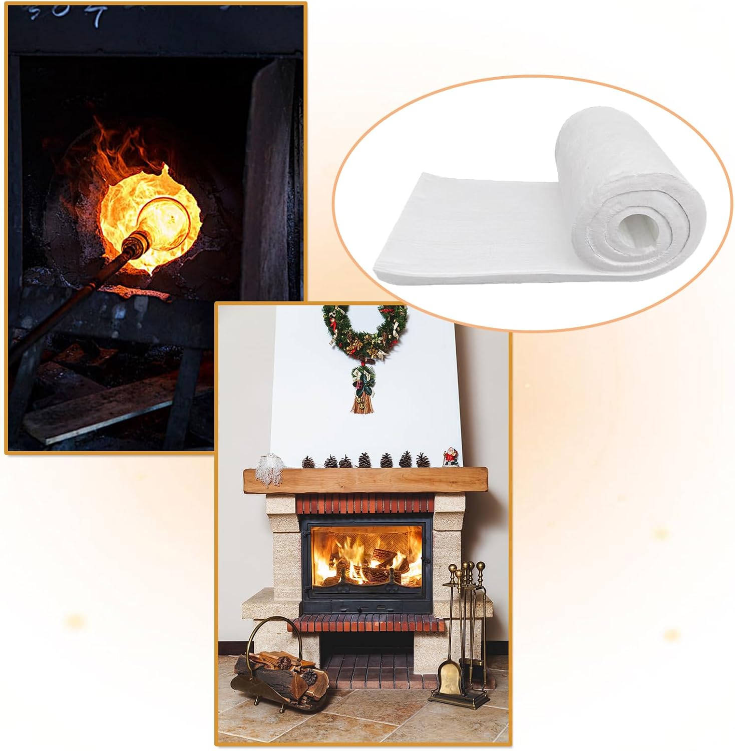 60'' x 24'' x 1'' Ceramic Fiber Insulation Blanket 4 Pack Fireproof Insulation Blanket 2400°F High Temperature for Stoves Kilns Forges Fire Bricks Boilers Pizza Ovens