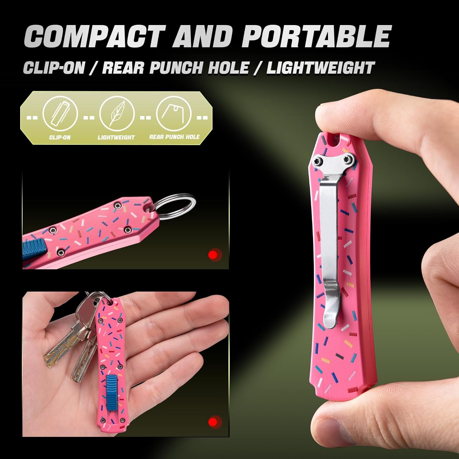 XXV Doughnut Otf Utility Knife,All Metal Construction Carbon Stainless Steel Blade,Quick Change Retractable Box Cutter,EDC Push Button with Clip,20PCS #24 Blades Replacement