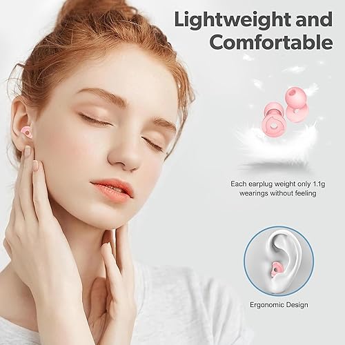 Miniatura 24 de 2 pares de tapones para los oídos para reducir el ruido del sueño, tapones NRR de 30 a 35 dB para cancelación de ruido para sensibilidad al ruido