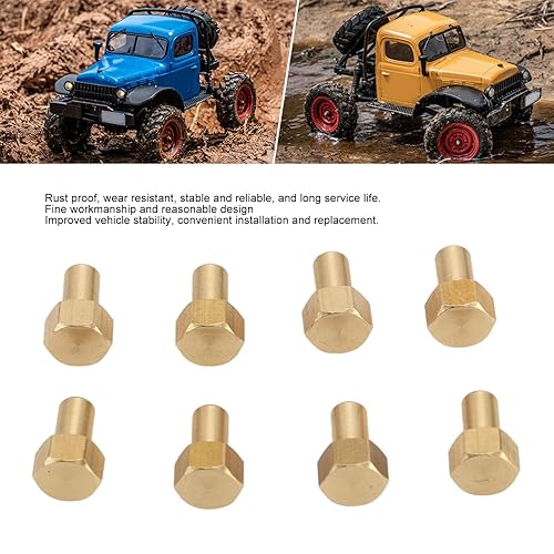 Miniatura 3 de 8 tuercas hexagonales RC 124, latón resistente al desgaste, tuerca de bloqueo de rueda RC de repuesto para Axial SCX24, 0.197 in, 0.315 in