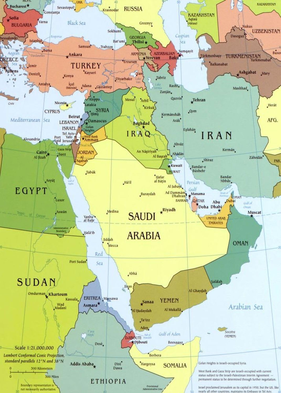 Middle East Map 1000 Piece Jigsaw Puzzle for Adults – Vintage Style Historical Map Artwork, Matte Finish Puzzle with Full-Size Poster & Magnetic Box, 27.56 x 19.68 in