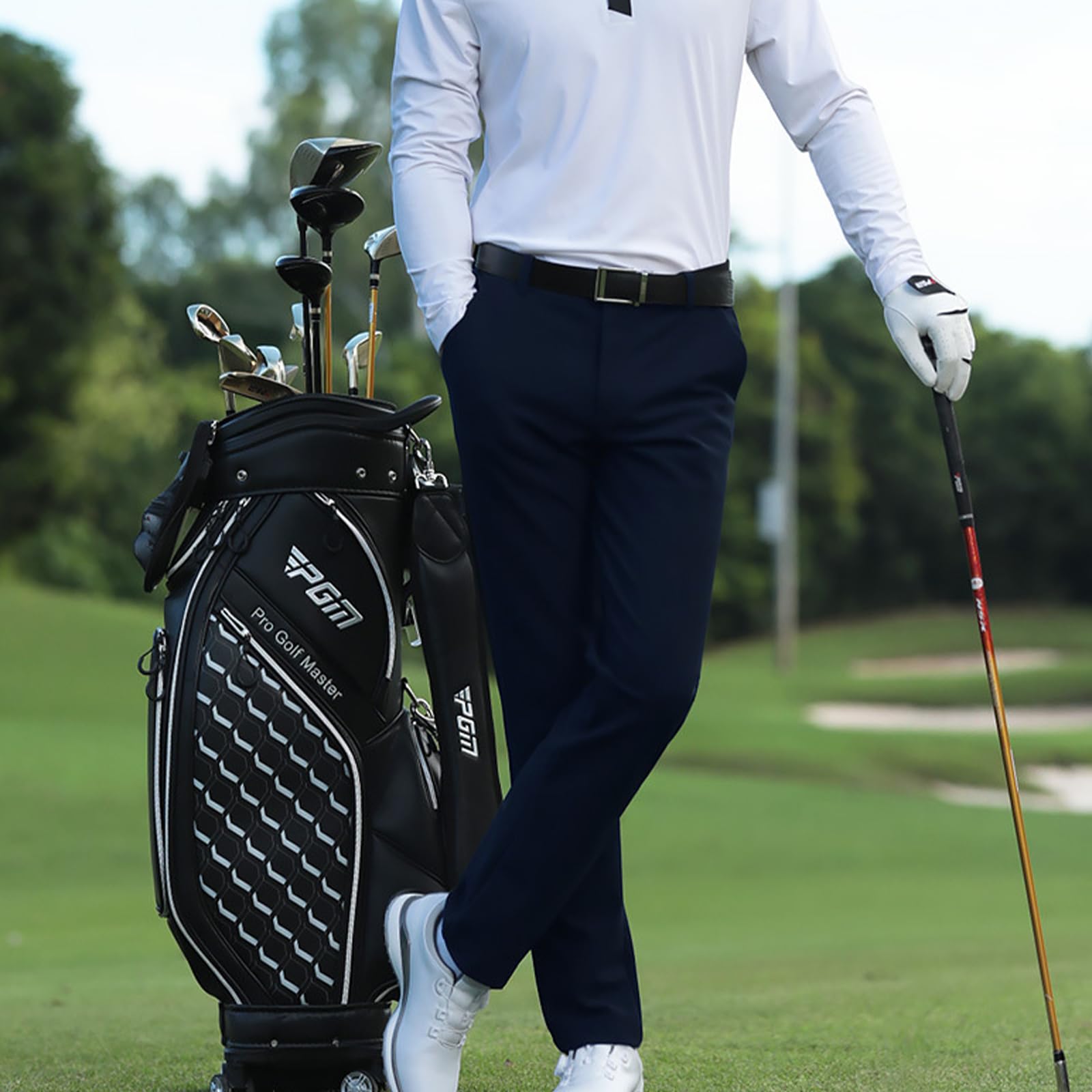 FGRID Męskie spodnie golfowe Slim-Fit Stretch, letnie lekkie spodnie dresowe, spodnie podróżne, szybkoschnące spodnie robocze do gry w golfa,Navy,3XL