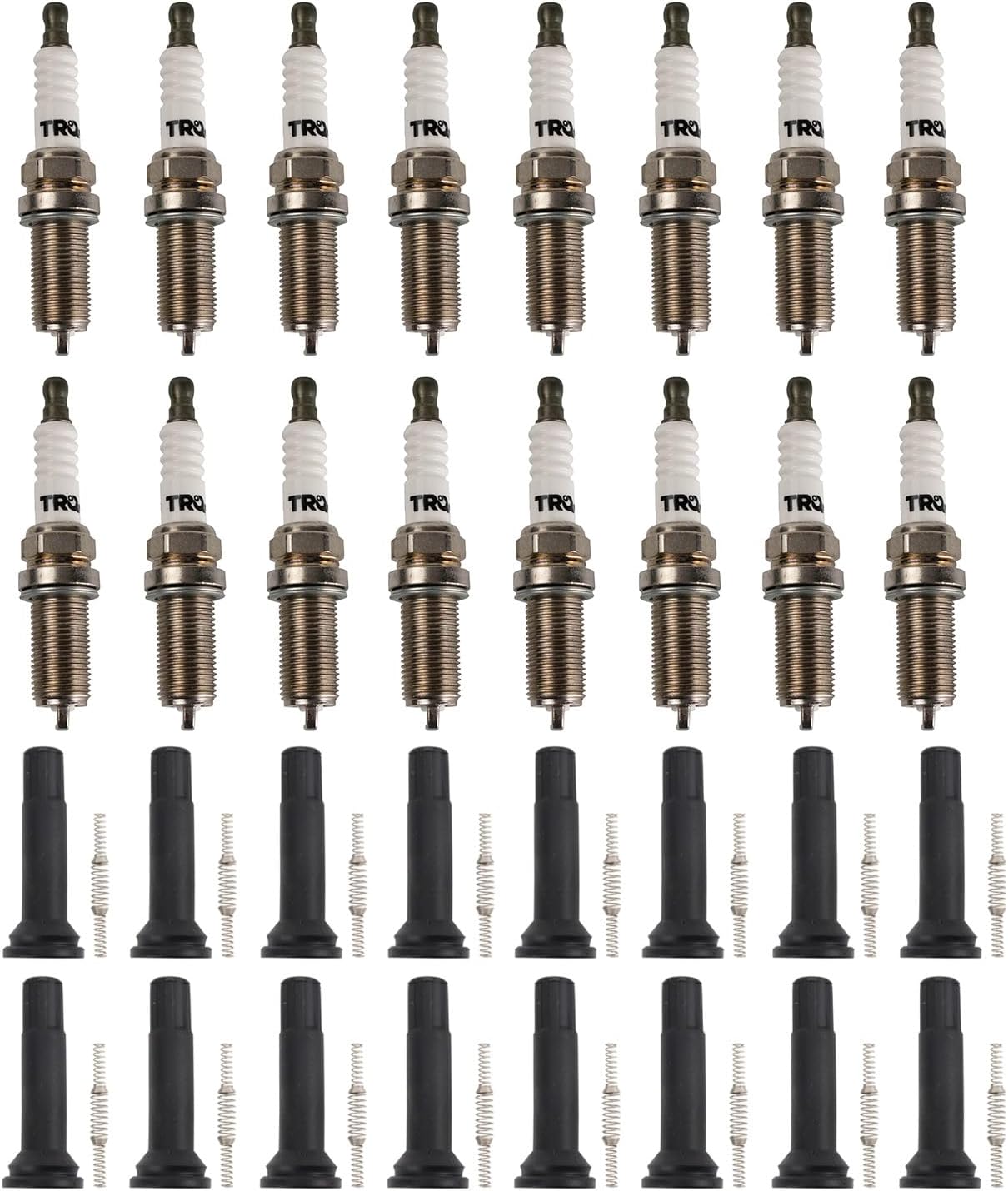 TRQ Ignition Coil & Spark Plug Kit 32 Piece Compatible with 2005-2010 Chrysler 300 2006-2010 Dodge Charger Challenger 2006-2008 Durango Magnum Ram 1500 2500 3500 Jeep Commander Grand Cherokee