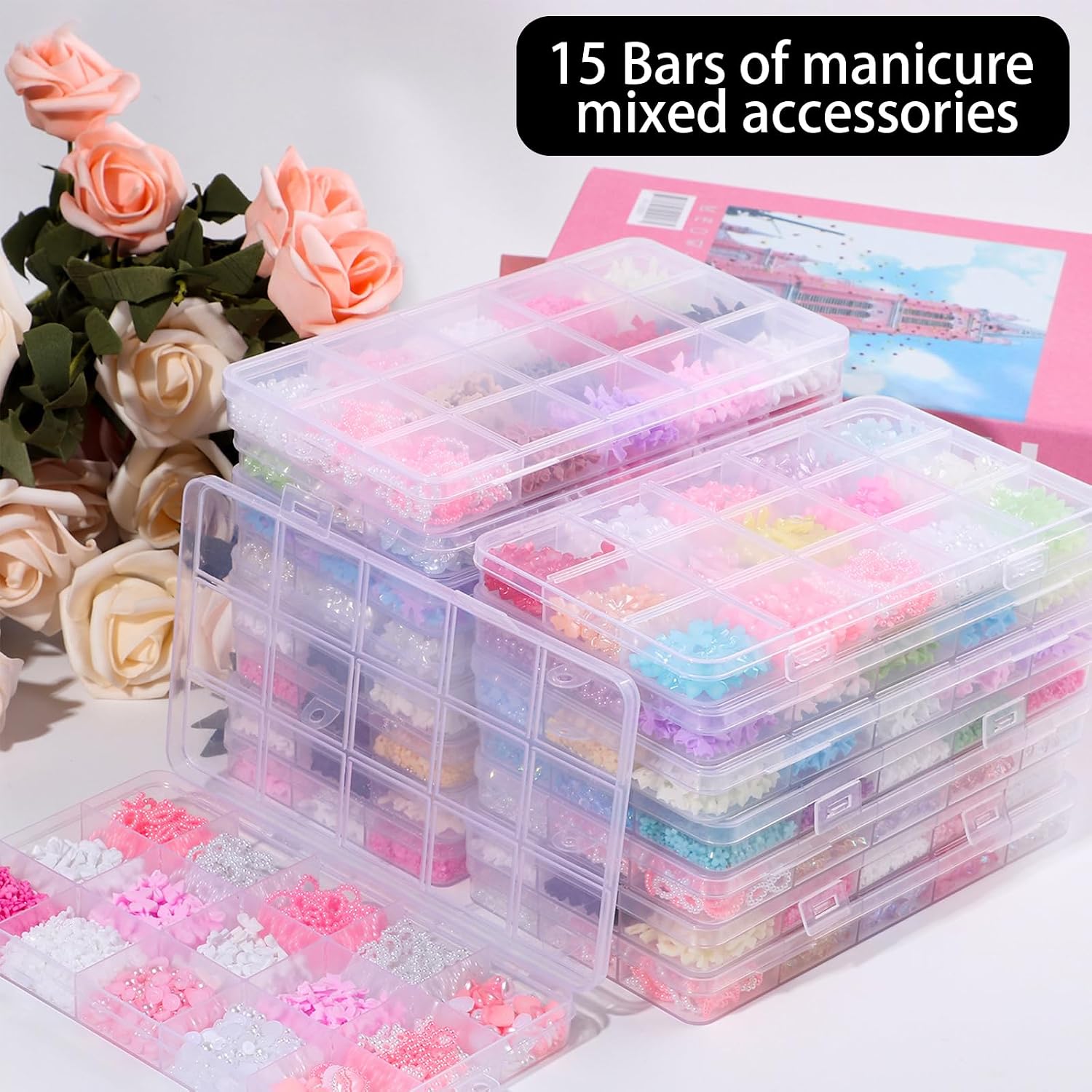 Mixed Shape Bowknot Nails Art Charms 3D Bow Nail Charms Flatback Pearl Beads Art Decorations for Acrylic