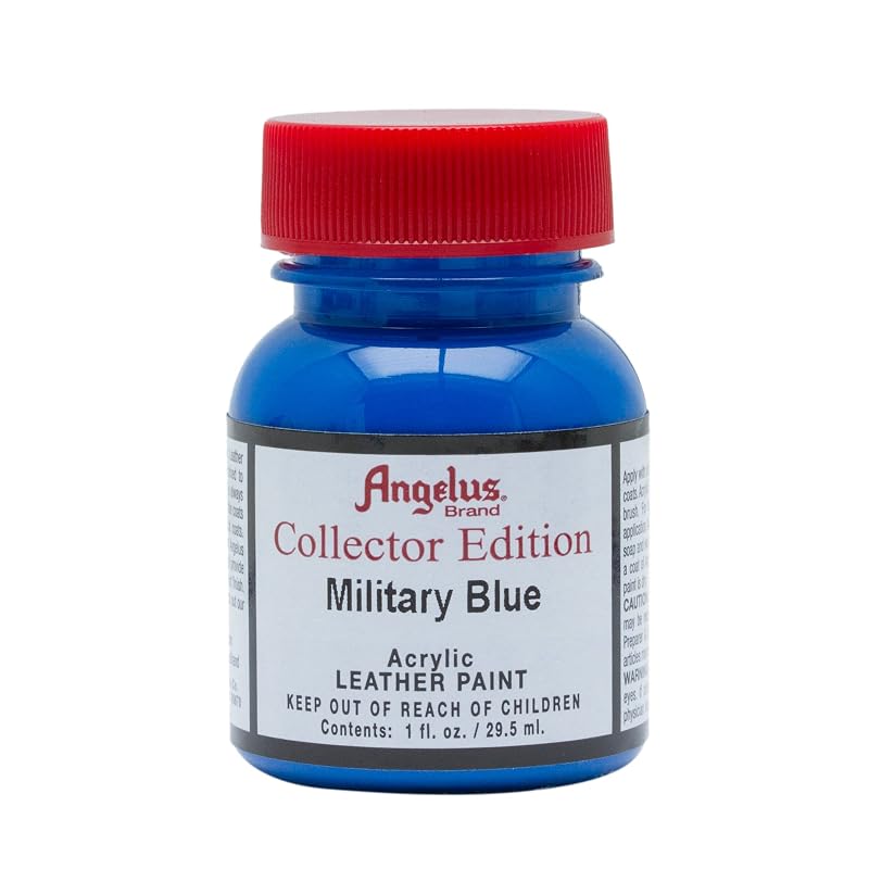 Tinta Acrílica para Couro Angelus Collector Edition Military Blue Semibrilho Frasco de 30 mL