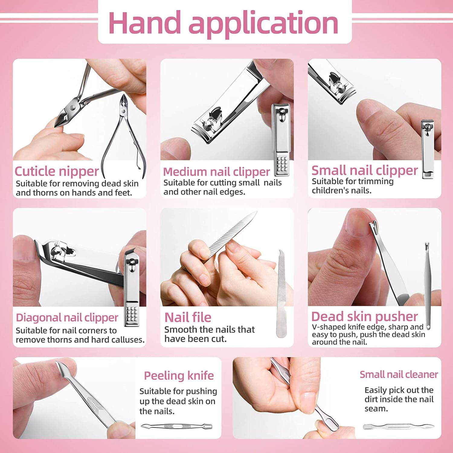SONGQEE Manicure Set 29PCS Nail Set Nail Clipper Kit for Women/Men,Manicure & Pedicure Sets Nail Clipper Set Professional Stainless Steel Pedicure Set Fashion Grooming Tools for Women (Pink Leather) - Image 3