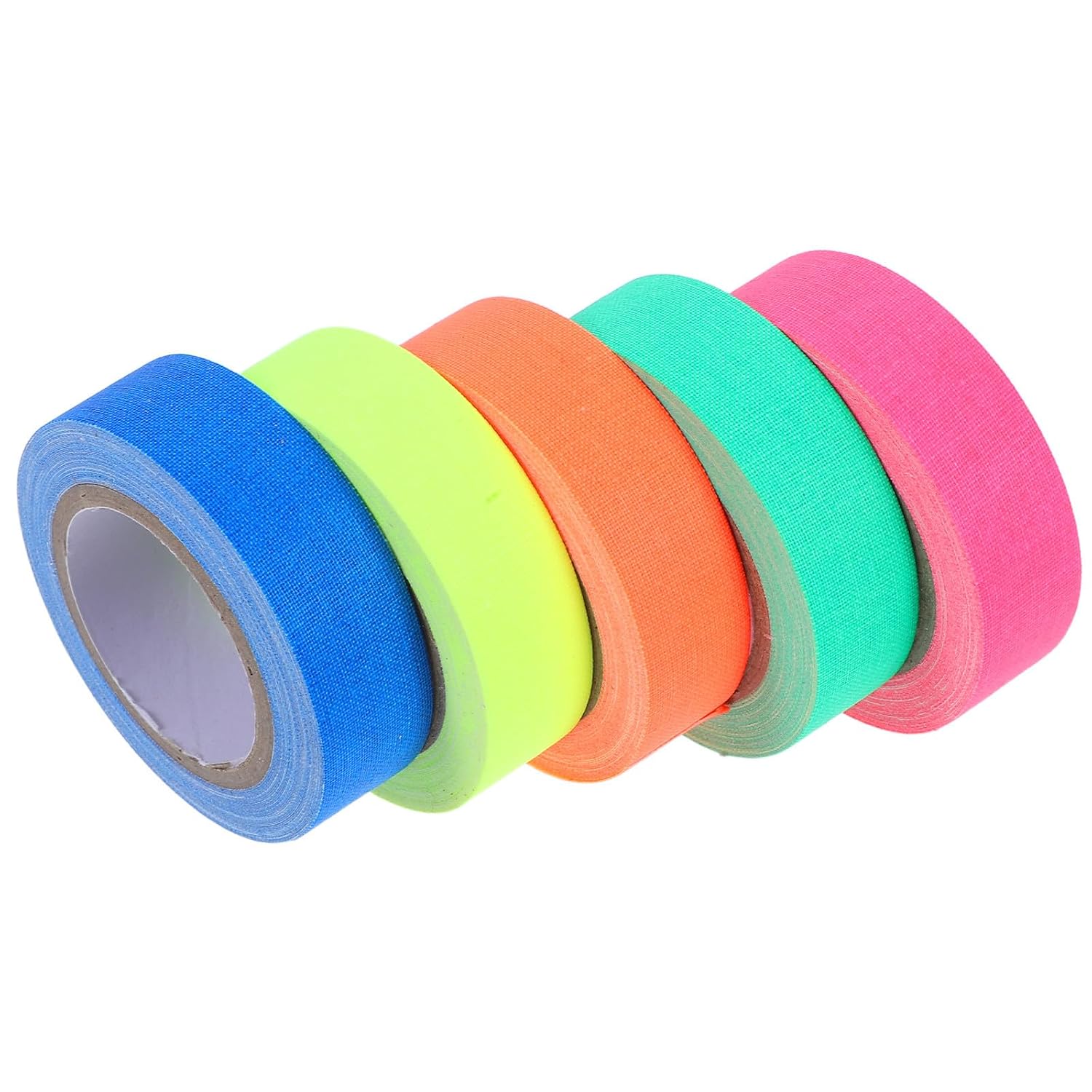 UKCOCO 5pcs Fluorescent Tape Glow the Dark Fabric Tape Easy Tearing Lightweight Party Decoration for Festival Parties and Indoor Wall Decorations