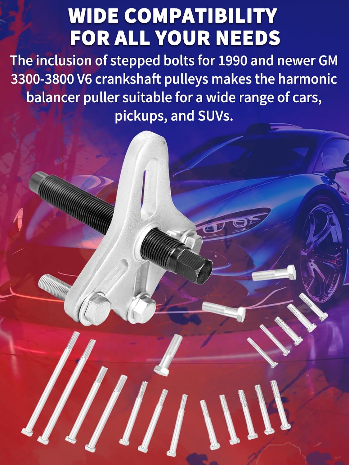 Harmonic Balancer Puller 46pcs Steering Wheel Puller Flywheel Remover Crankshaft Pulley Removal Steering Wheel Pulling Set