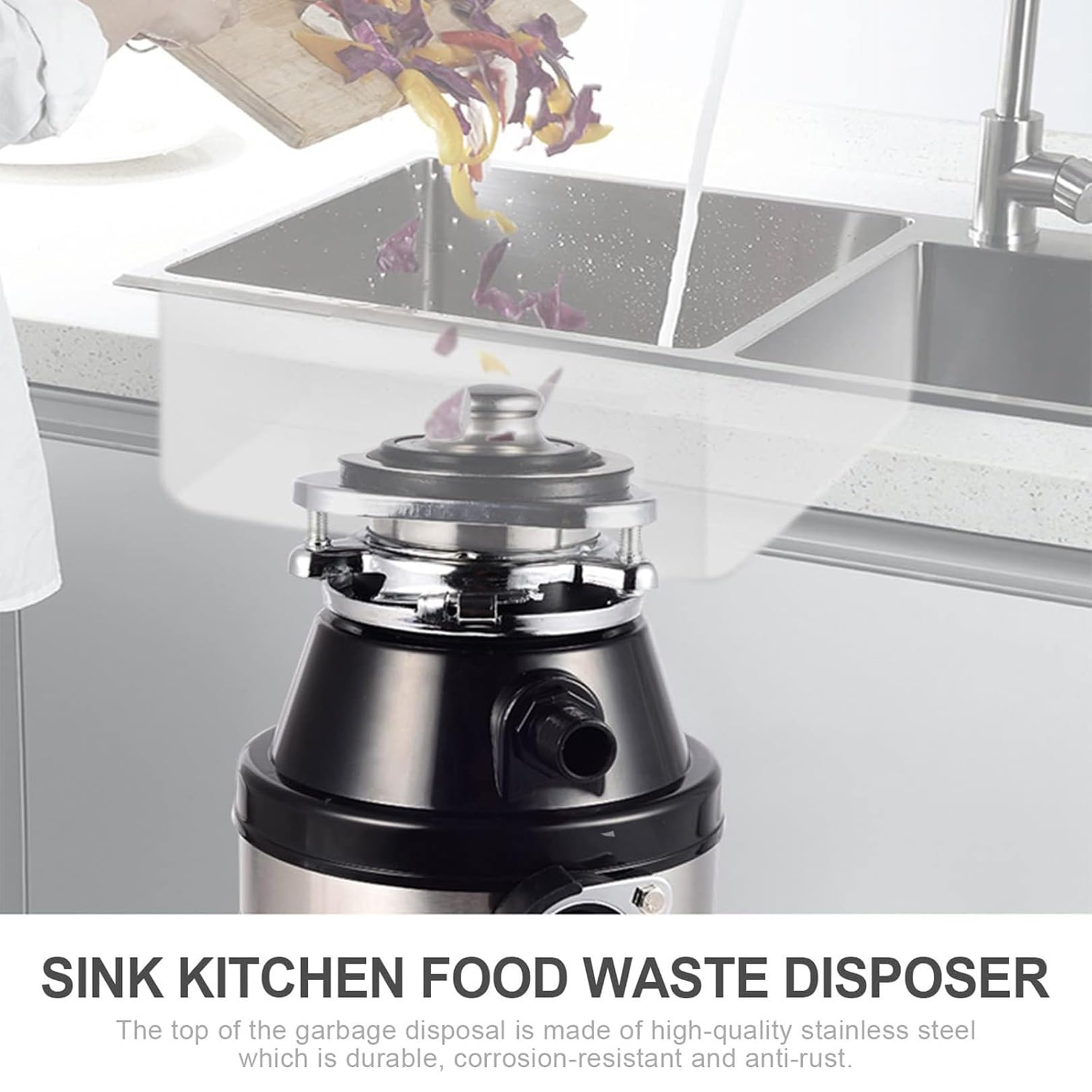 Sistema de Trituración de Residuos de Alimentos de Acero Inoxidable de 2800 Rpm Distribuidor de Residuos de Alimentos de Cocina Debajo del Fregadero con Cubierta Contra Salpicaduras/función de Protecc