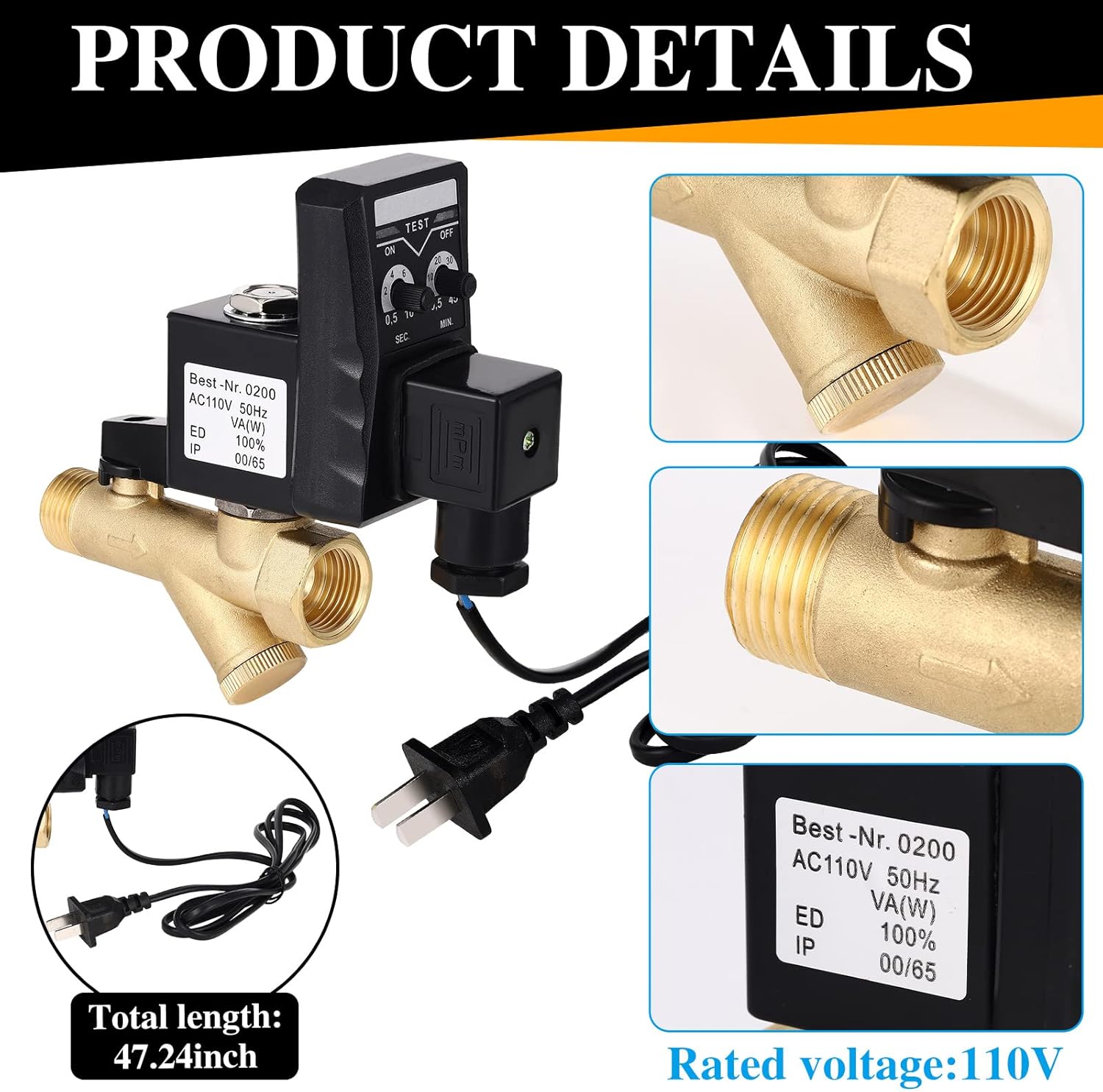 Bonuci 2 Sets Electronic Drain Valve Kit Automatic, 110V Timed Tank Drain Water Valve for Air Compressed