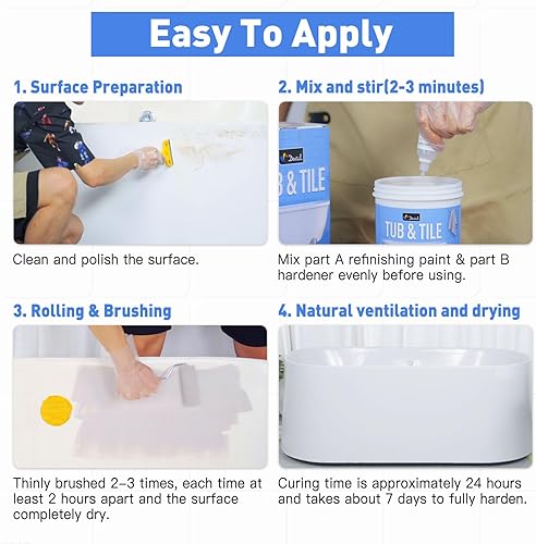 Miniatura 9 de DWIL Acabado de bañera y azulejos, encimera de bañera de fregadero sin olor, fácil aplicación de cubierta, kit de bañera, capa brillante