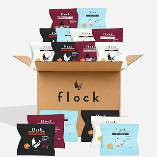 Flock Chicken Skin Crisps Variety Pack – Original, Nashville Hot, BBQ & Salt & Vinegar – High Protein, Low Carb Chicken Chips