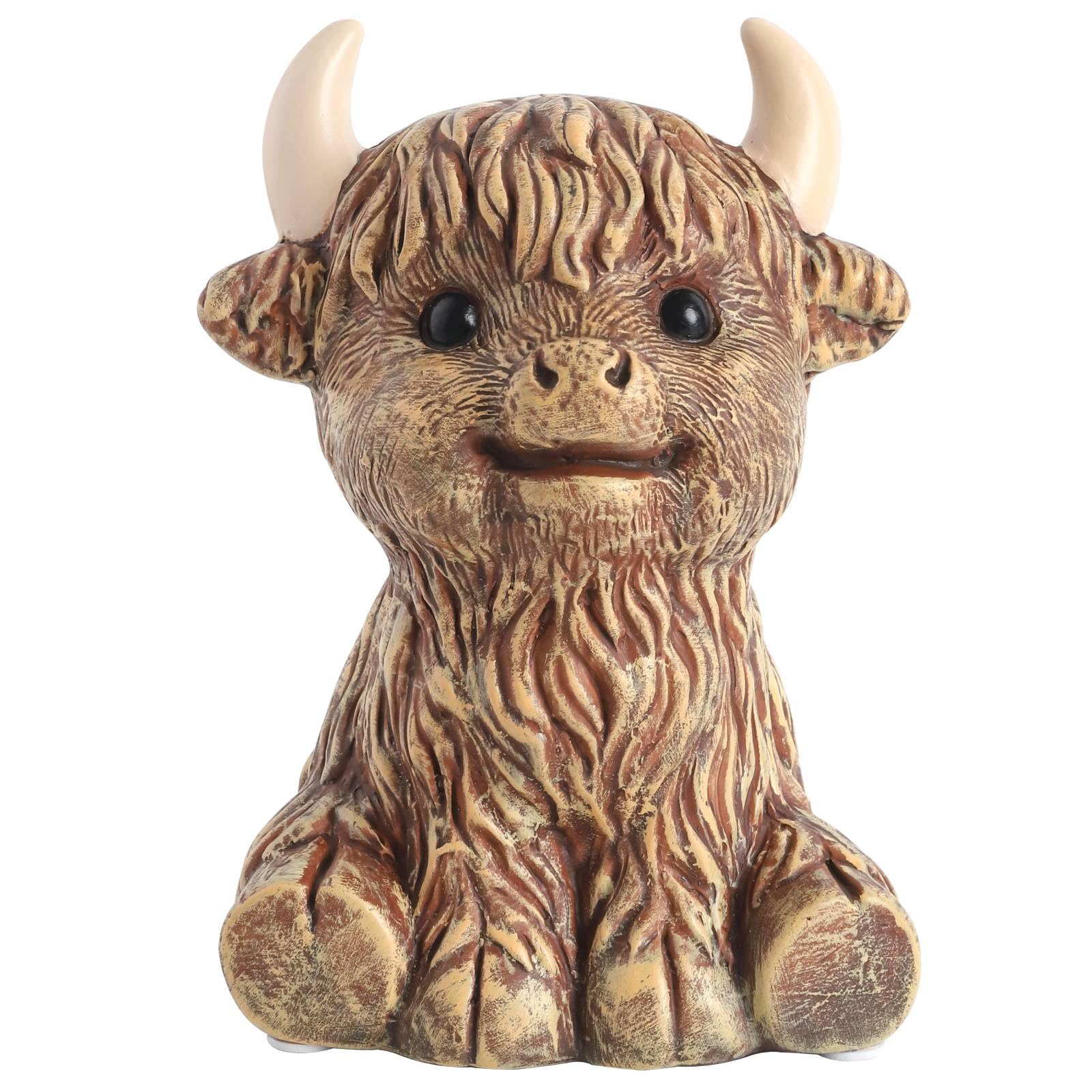 Tirelire en céramique vache Highland SOBEIT pour enfant de 20 cm
