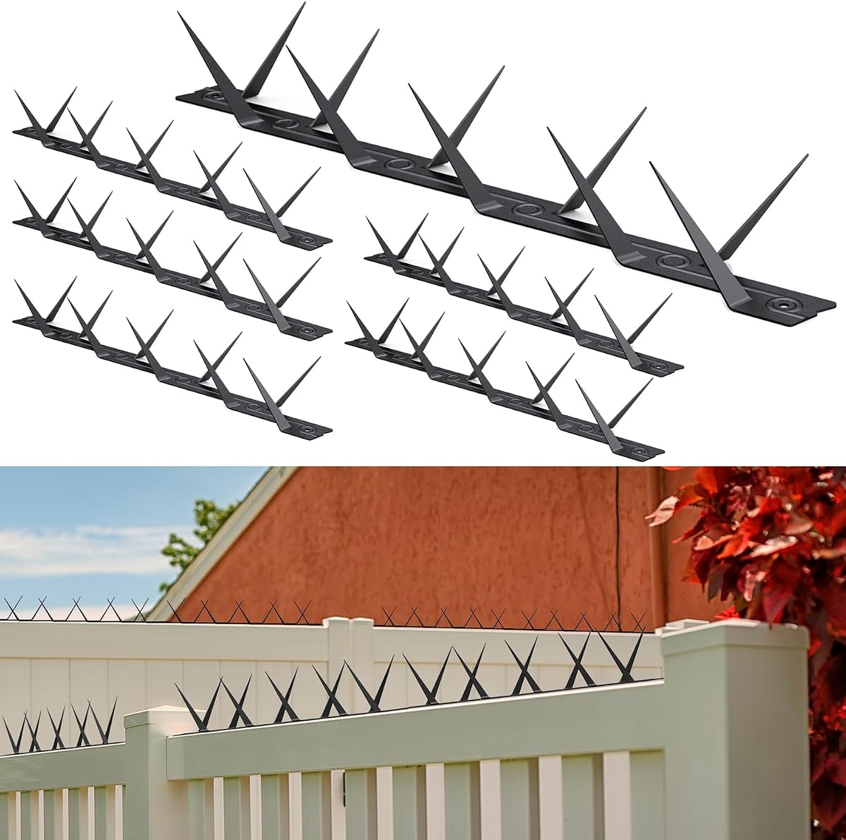 6 Pcs Anti-Climb Rust-Proof Metal Spikes for Fence, Wall, Gate | and Animal Deterrent Spikes, Suitable for Home and Garden Fences, Fits Various Lengths - Heavy Duty.