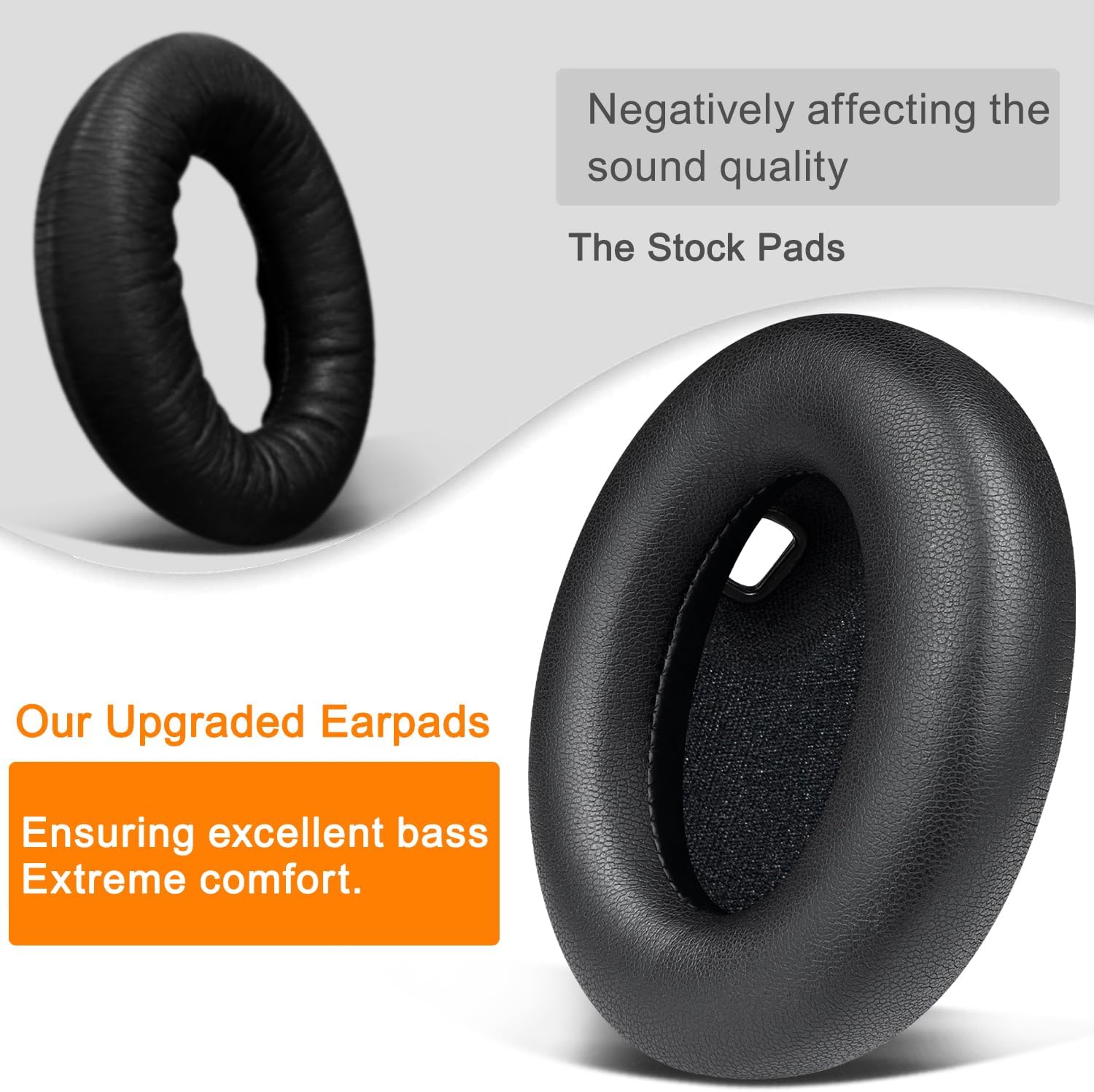 SOULWIT Replacement Earpads for Sony WH-1000XM4 (WH1000XM4) Headphones, Ear Pads Cushions with Noise Isolation Foam, Added Thickness, Without Affecting Sensor - Black
