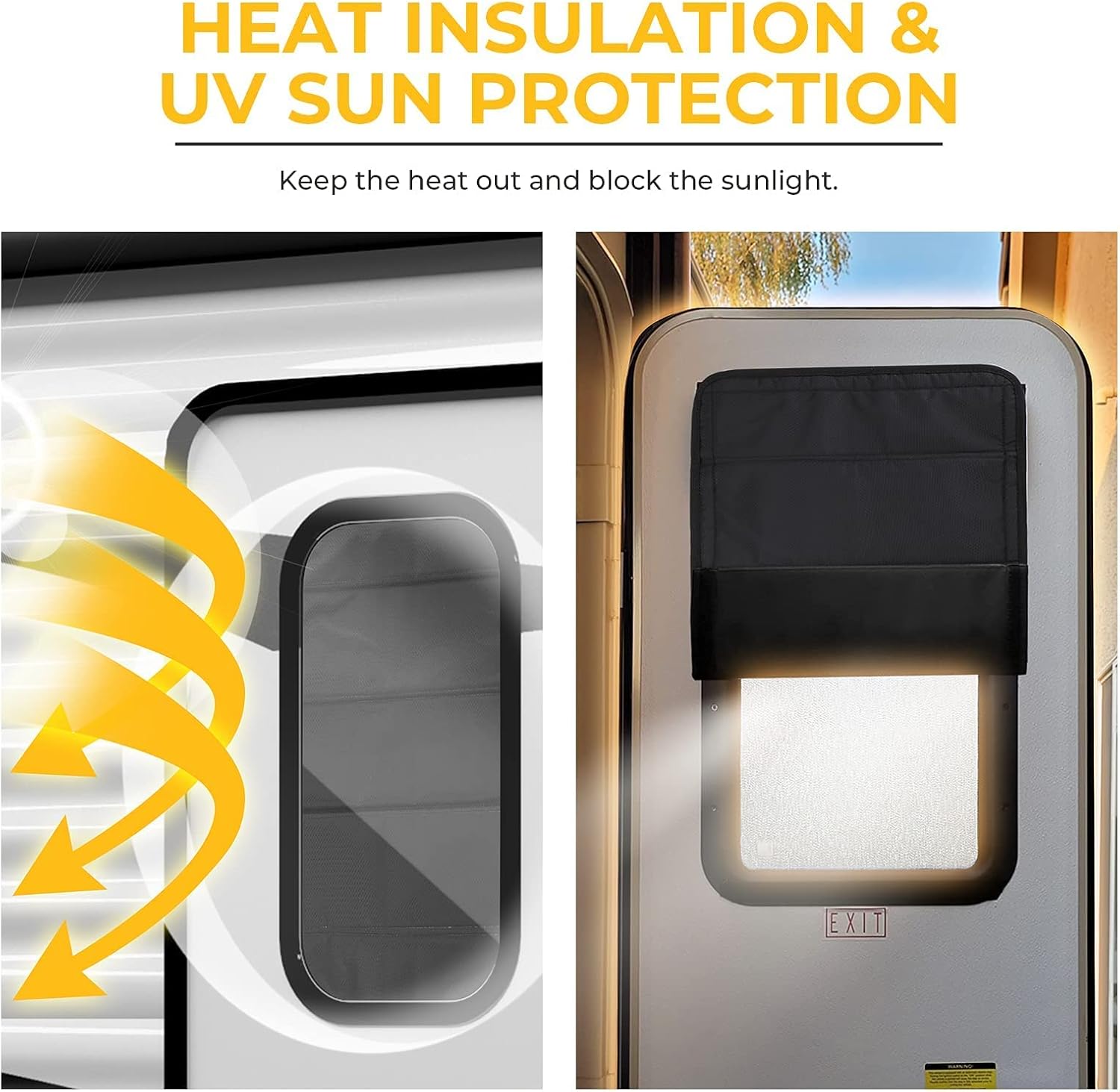 BougeRV RV Window Shade Cover, Foldable RV Sun Shade Windshield Blackout and RV Windshield Window Snow Cover for Class C Ford 1997-2021