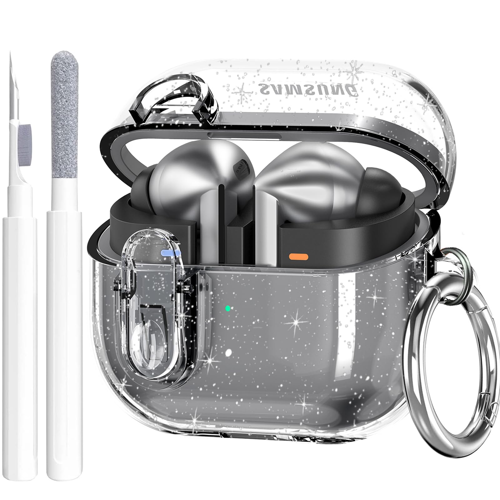 OTOPO Compatible with Samsung Galaxy Bud 3 Pro Case/Buds3/Buds 3 FE Case Clear Lock Clip with Cleaner Kit, Transparent TPU Galaxy Buds Pro 3