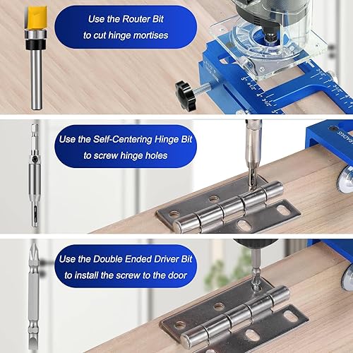 Miniatura 4 de Plantilla de bisagra de puerta, kit de plantilla de bisagra de puerta de aleación de aluminio para fresadora, plantilla de mortaja ajustable se