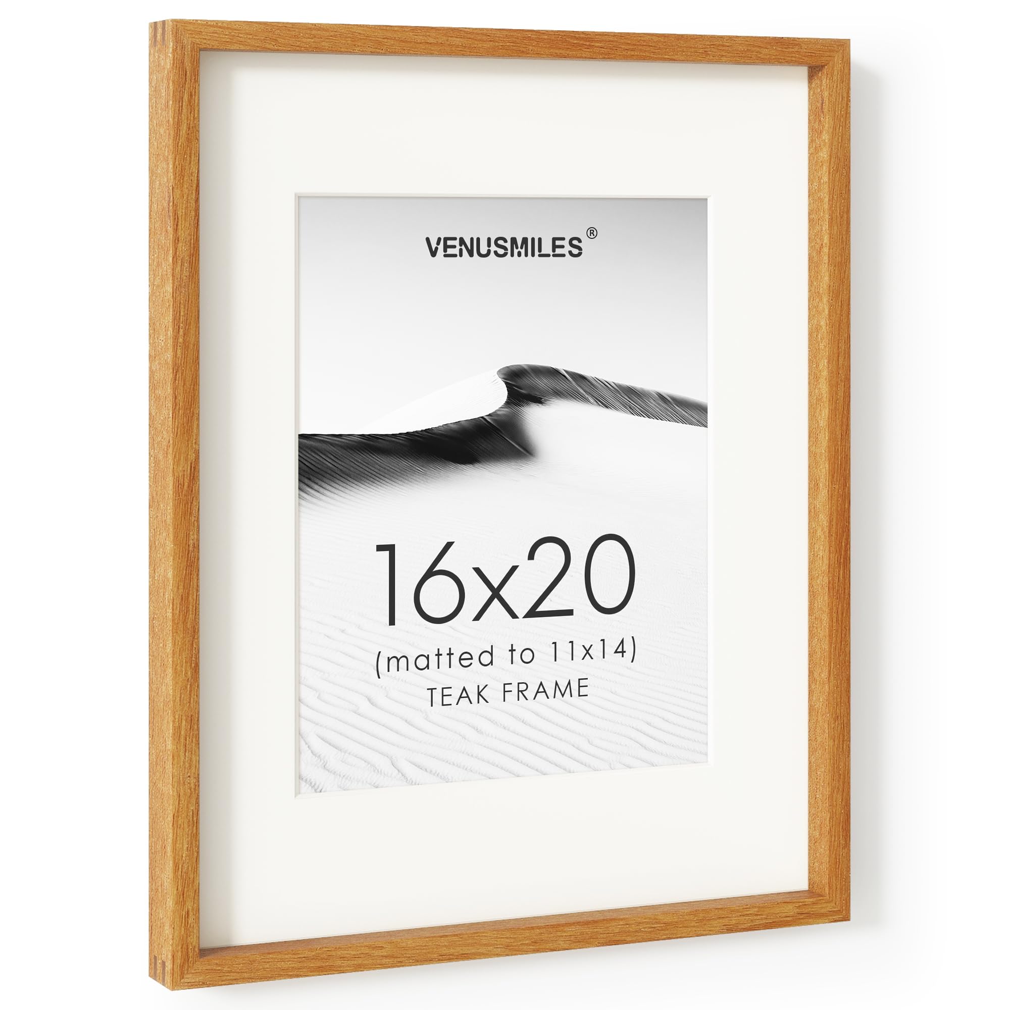 16 x 20 Picture Frame, USA-Sourced Natural Teak Wood Photo Collage Frame