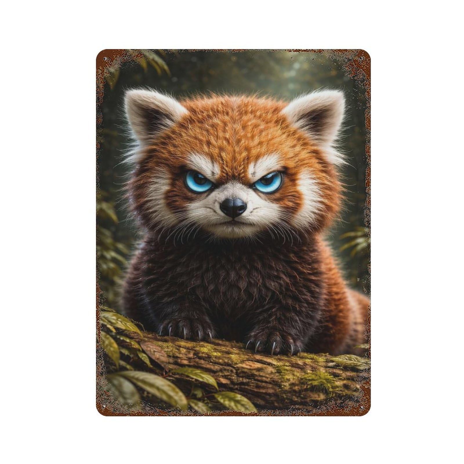 Intense Red Panda Portrait Retro Metal Sign 15.7"x11.8", Novelty Wall Decor for Garage, Pub Or Kitchen