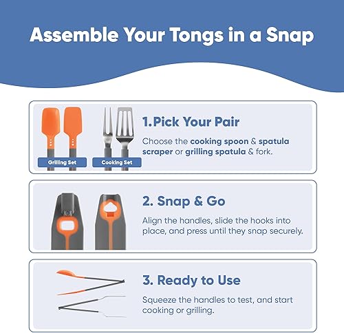 Miniatura 8 de Chef's Path Grip & Flip - Juego de utensilios de cocina a presión y juego de utensilios de cocina, cuchara de cocina, espátula, espátula para