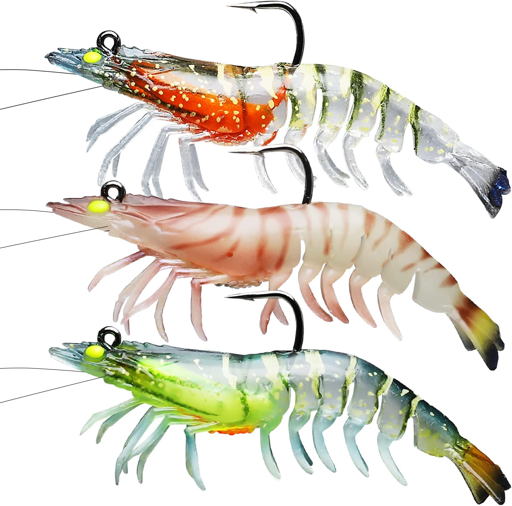 TRUSCEND Easy Catch Pre-Rigged Soft Lures, Unique Vibrating Swim Action and Trembly Sinking Move for More Bites, Amazing Soft Swimbait for Family Fishing, Fishing Lures for Bass Trout