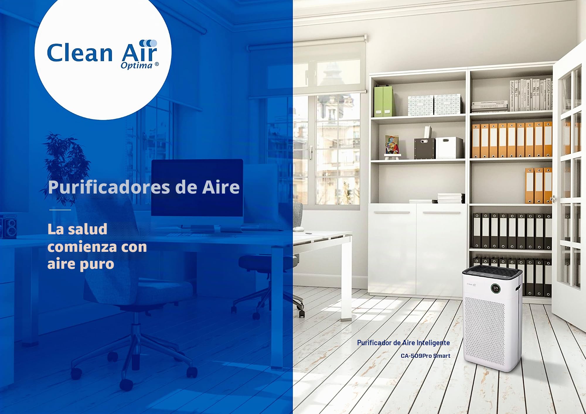 Clean Air Optima CA-509Pro SMART Purificador de aire inteligente HEPA UV-C - Ventilador muy silencioso < 10 dB(A) - 400 m³ de aire sin partículas por hora - Adecuado para habitaciones de hasta 90