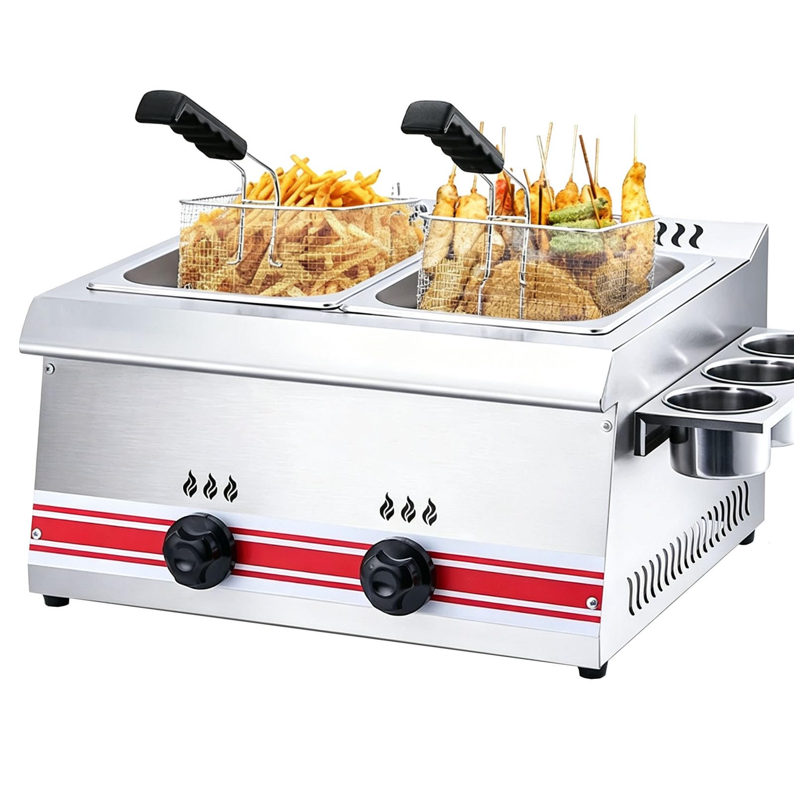 20L Gas Friggitrice con Cestelli e Coperchi, Friggitrice A Gas Gpl