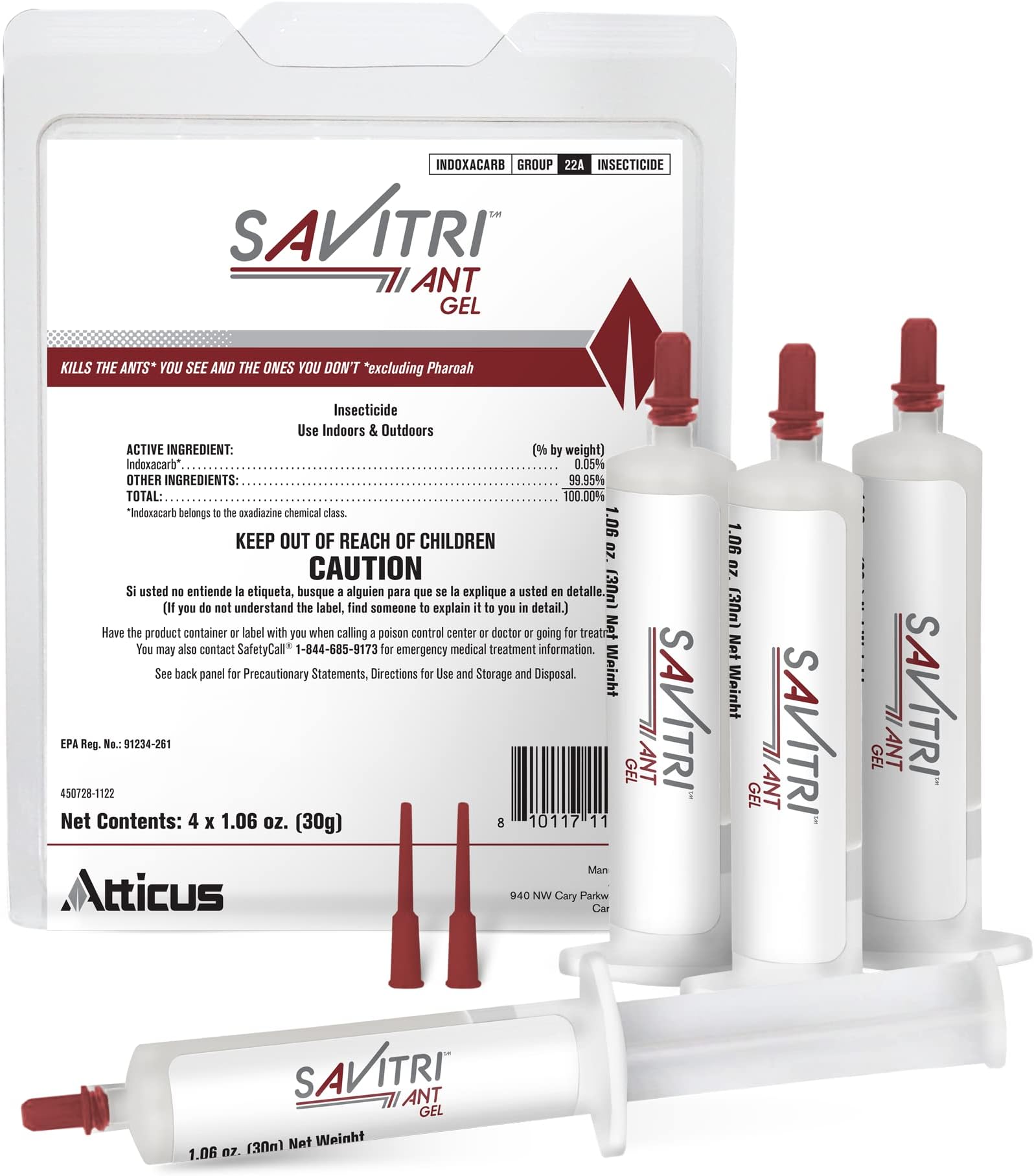 Atticus Savitri Ant Gel Bait (4 x 30 Grams) - Indoor and Outdoor Use - Indoxacarb Ant Killer