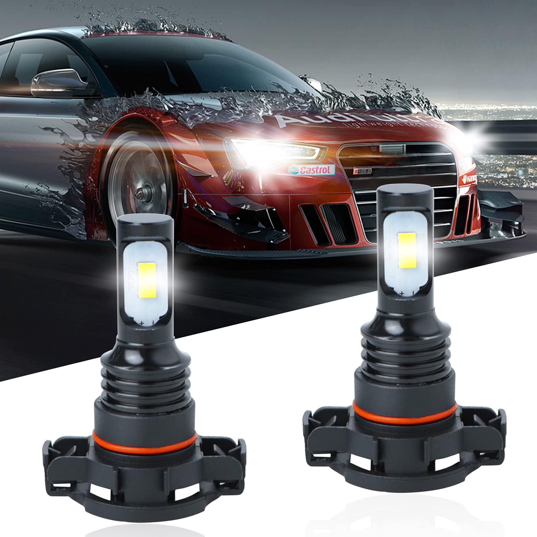 Dantoo 2pcs Extremely Bright 5201 5202 PS19W LED Fog Light Bulbs 6000K 16 SMD LED Bulbs Fog Light Lamp Replacement For DRLOr Fog Lights Xenon White