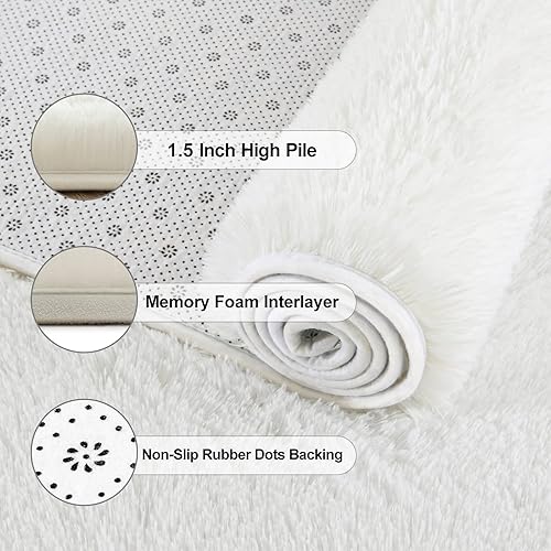 Miniatura 66 de Jelymark - Alfombra de interior peluda, mullida y supersuave para dormitorio, de 3 x 5 pies, para sala de estar, decoración del hogar, dormitorio