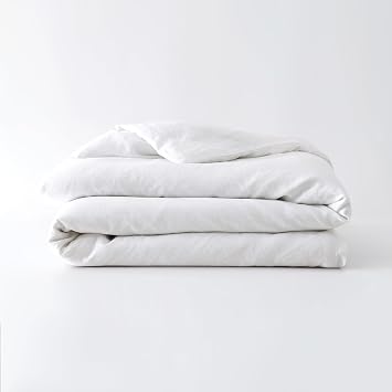 Baloo 100% French Linen Duvet Cover for Weighted Blanket White - 42"x72" - Throw Size | Cooling, Soft & Durable | Certified European Flax