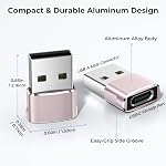 Basesailor USB to USBC Adapter,Type C Female to USBA Male Charger Connector | 3Pack for iPhone 17 16 15 14 13 Pro Max,Airpods iPad Air,Samsung Galaxy Note 20 S20 S21 FE Plus Ultra,Google Pixel 6 4a XL