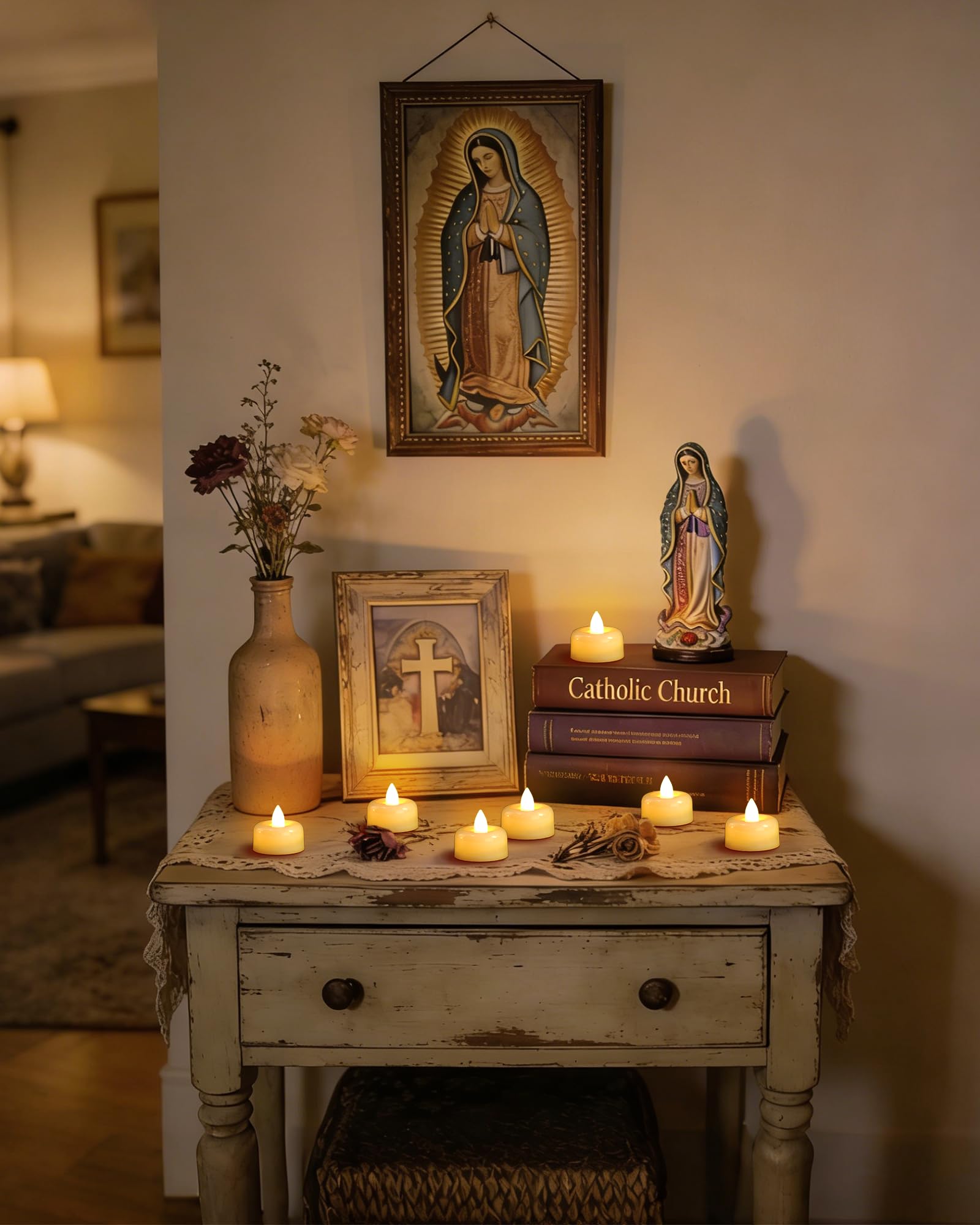 Raycare Confezione da 150 lumini senza fiamma, funzionamento a batteria, bianco caldo | Candele finte senza fiamma a lunga durata per centrotavola, Halloween, Natale, vela, feste, matrimoni