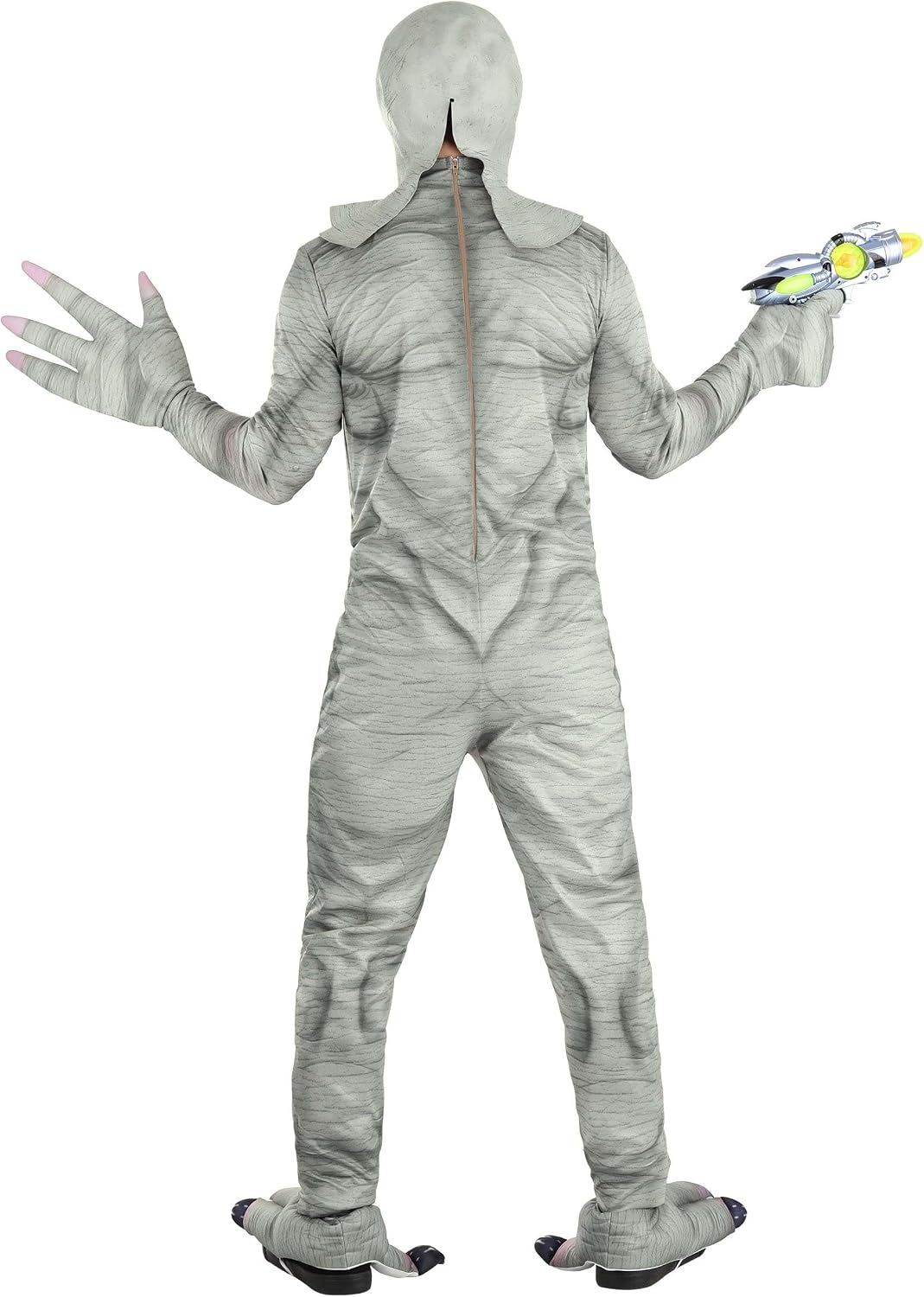 Adult Alien Costume | Men's Roswell Alien Jumpsuit with Grey Extraterrestrial Mask, Gloves & Shoe Covers for Humans