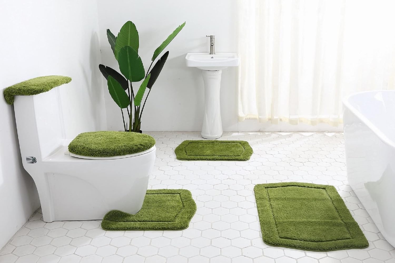 Daniel's Bath & Byound 5 Piece Bath Rug Vintage Collection, Sage stander size 5 Piece Bath Rug Set Vintage Sage Sage