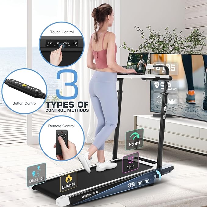 Caminadora ANCHEER Plegable con Inclinación y Altura Ajustable miniatura 5