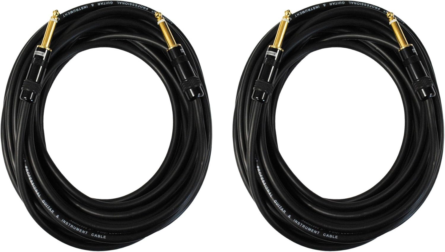Audio2000's 2 Pack 25 Ft 1/4" TS To 1/4" TS Instrument Cable C09025P2