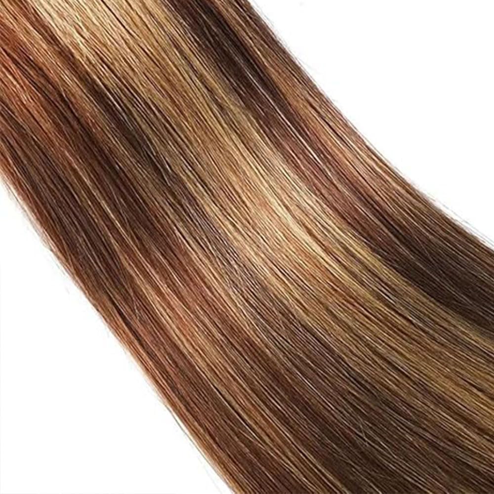 14 16 18 Inch Straight Human Hair Bundles Brazilian Chocolate Honey Blonde Highlight P4/27 Bundles Human Hair Brazilian Weave Hair for Black Women