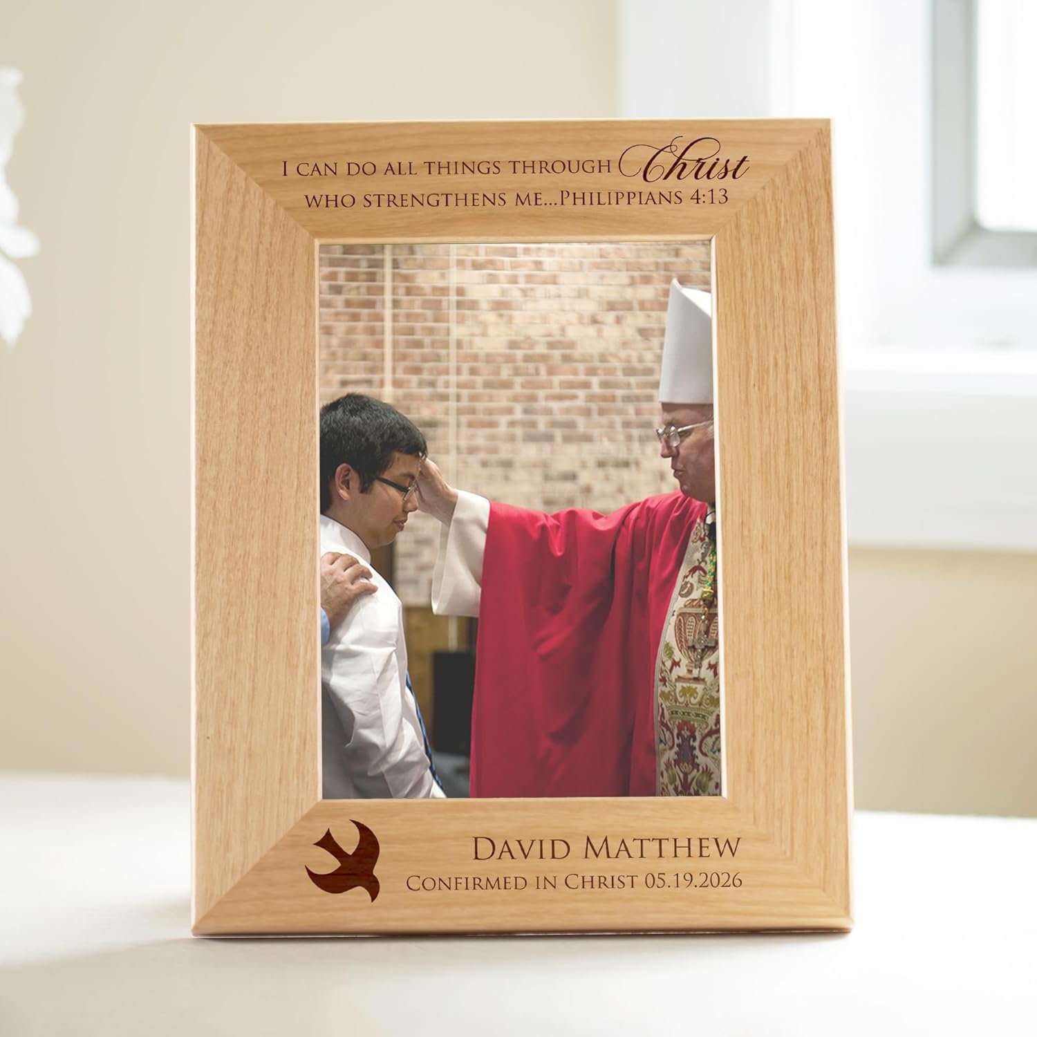 Lifetime Creations Personalized Confirmation Picture Frame: Confirmation Gifts for Boys or Girls, Custom Engraved Wood Confirmation Frame (Holds 5x7 Inch Portrait Photo)