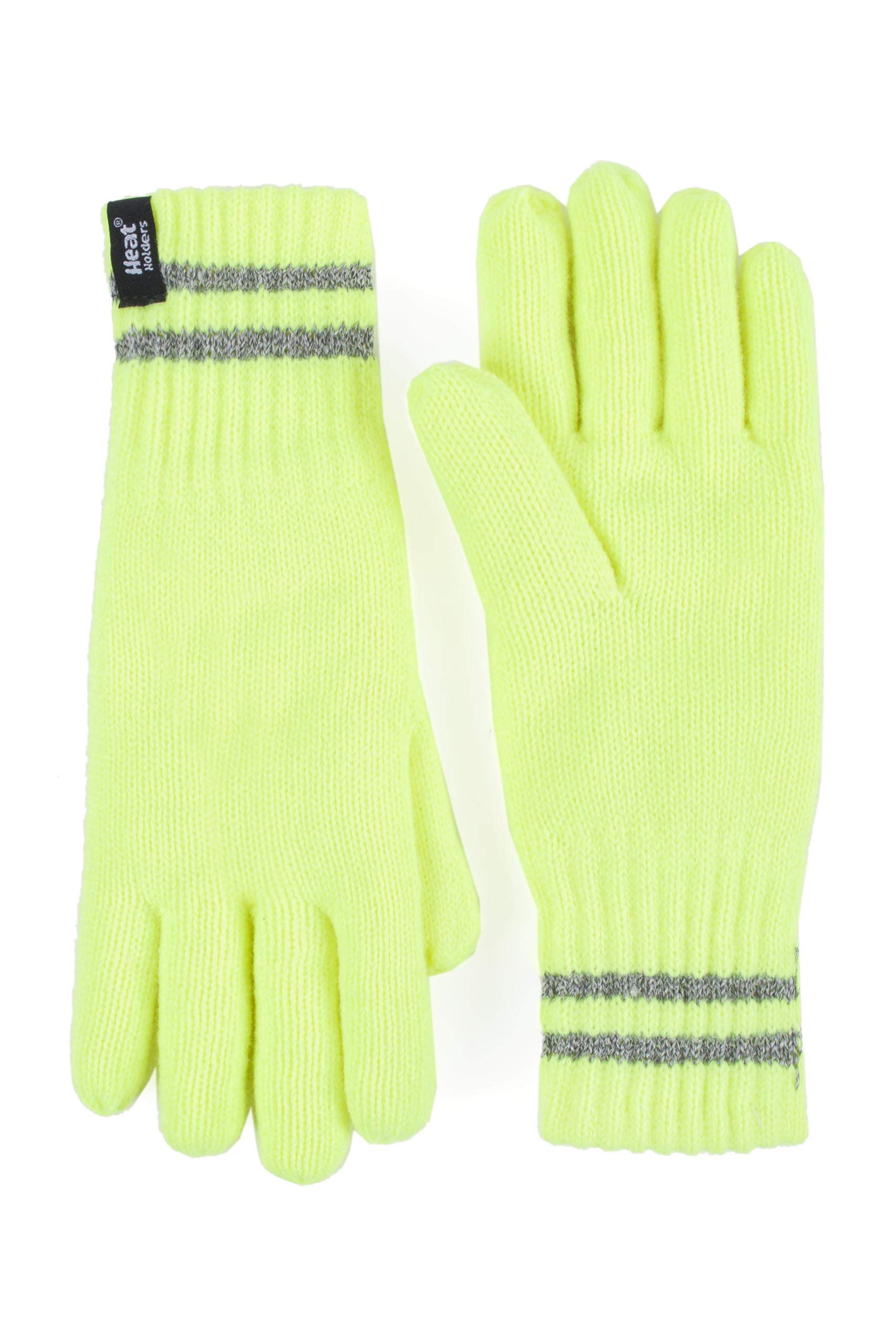 Heat Holders Unisex Yellow 3.2 Tog Hi-Vis Thermal Gloves With Reflective Stripes, S/M