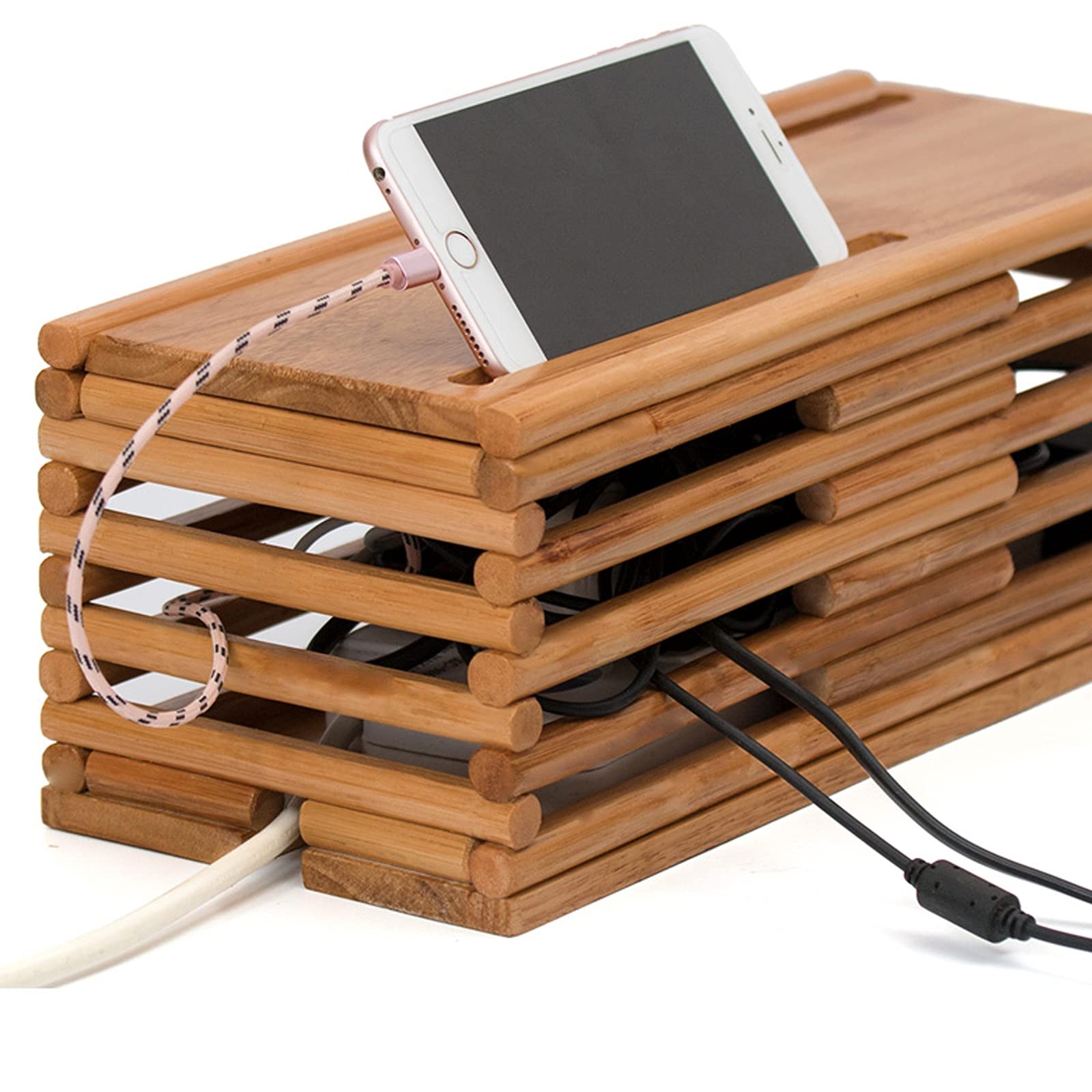 Boîte de Gestion des câbles Boîte de Rangement des câbles Boîte de Gestion des câbles en Bois pour Cacher Les Fils et Les multiprises Organiseur de boîte de câbles de Bureau pour la Gestion des câbl