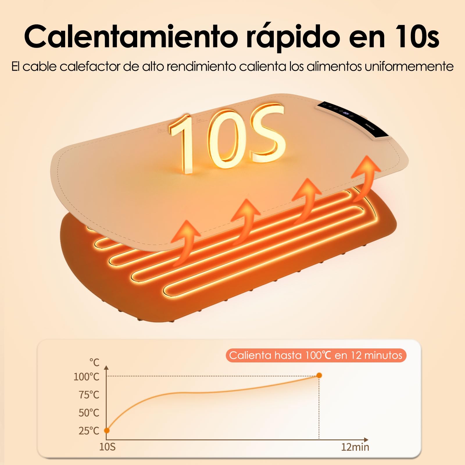Bandeja Calentadora Eléctrica para Buffets y Fiestas, Alfombrilla Calentadora de Silicona para Alimentos con 9 Ajustes de Temperatura - Temporizador de 12 horas, Almacenamiento Enrollable
