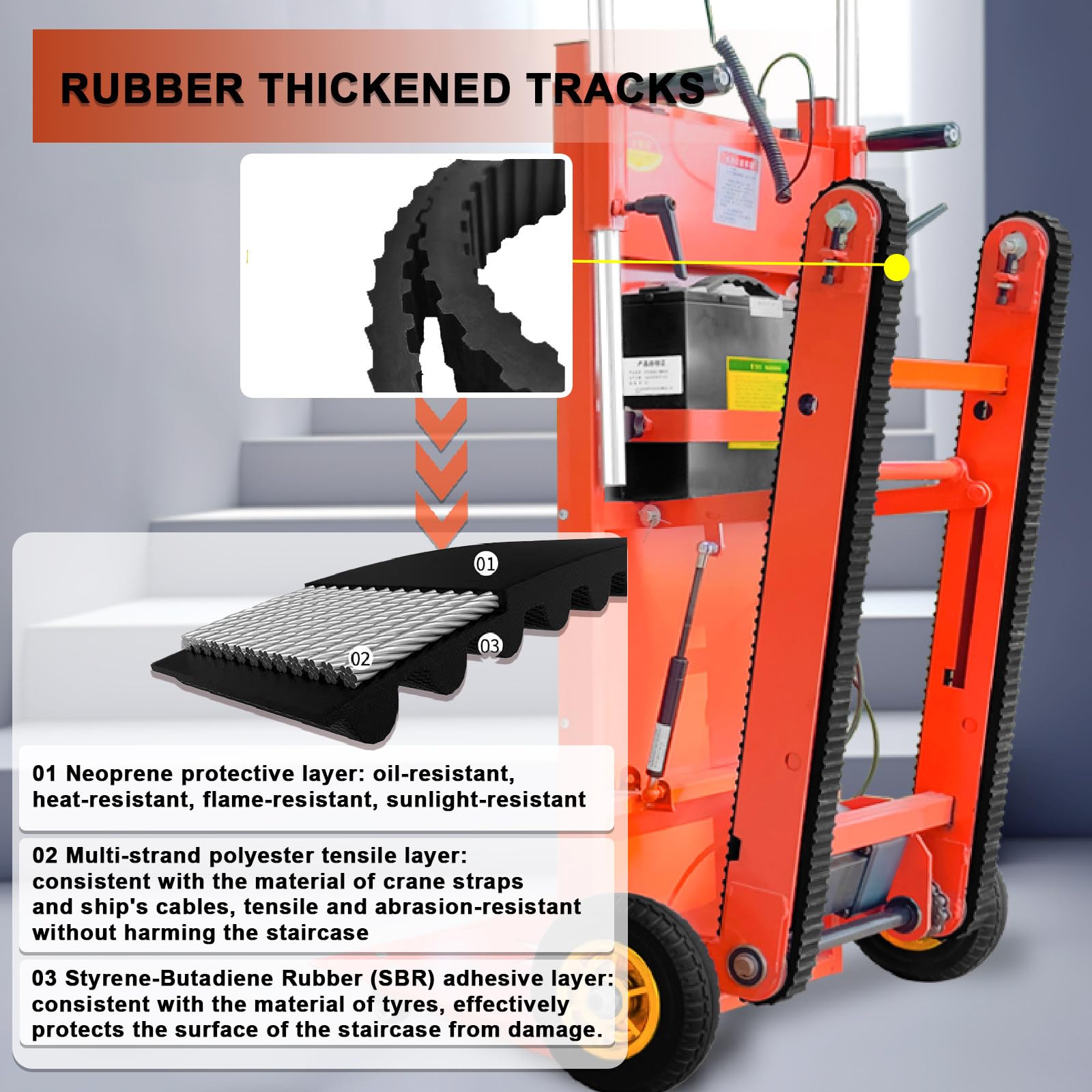 Elektrischer Treppensteigerwagen, Tragkraft 200–400 Kg, Mit Verstellbarem Griff Und 95 Cm Langen Ketten – Elektrischer Treppensteigerwagen Wagen Für Möbellogistik Und Lager load-bearing440lb