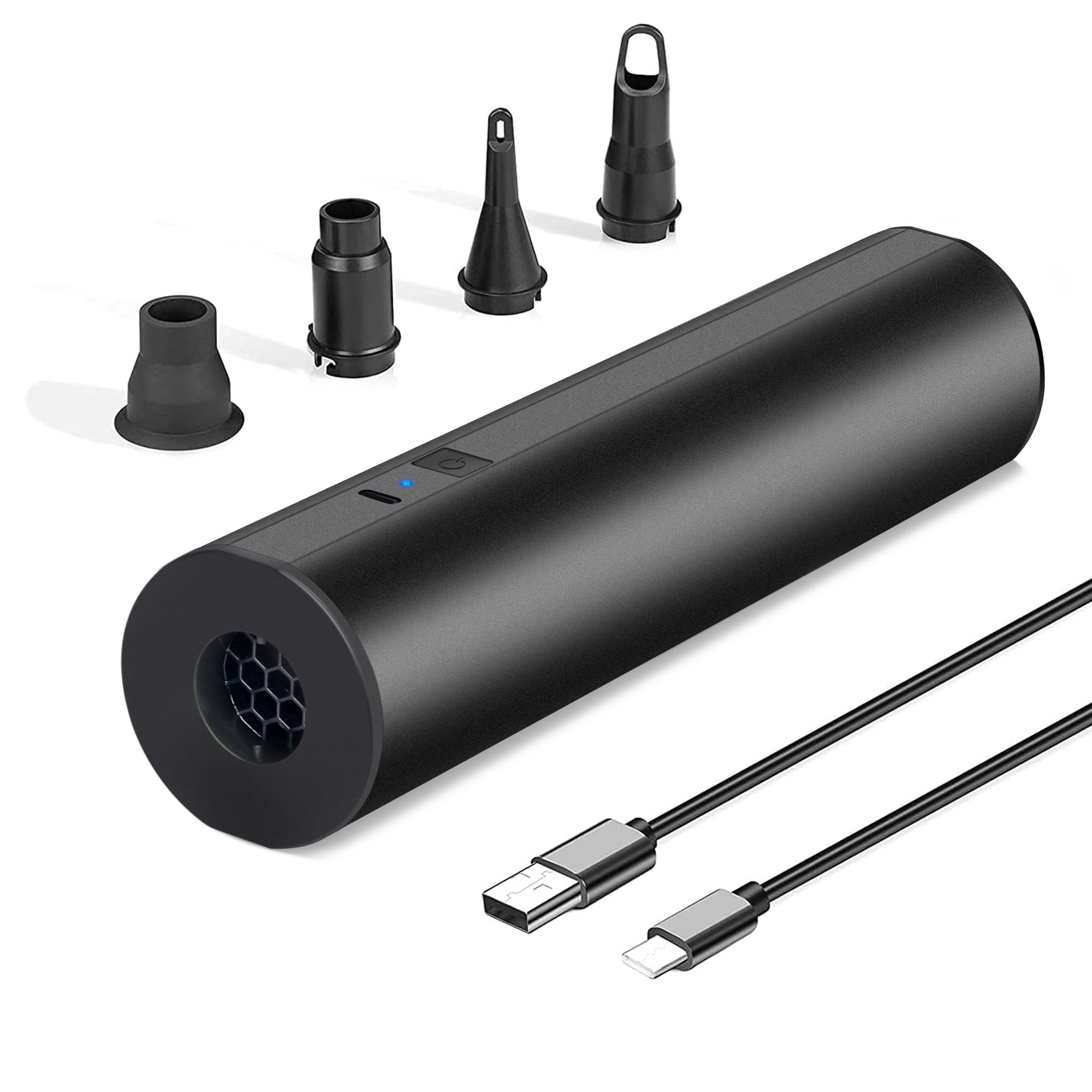 Liberrway Elektrische Luftpumpe mit Doppel-Akku (2×2000mAh) - Schnellaufblasen für Luftmatratzen, Pools und Schlauchboote, mit 4 Düsen