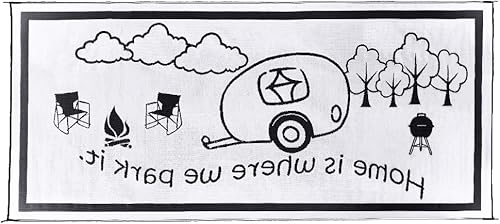 Miniatura 4 de Stylish Camping RH8181 - Alfombra para hogar de autocaravana, negrablanca, 8 pies x 18 pies