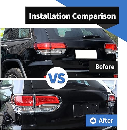 Miniatura 2 de Voodonala Cubierta de lámpara trasera cromada para Grand Cherokee para Jeep Grand Cherokee 2014-2021 (cromado, 4 piezasjuego)