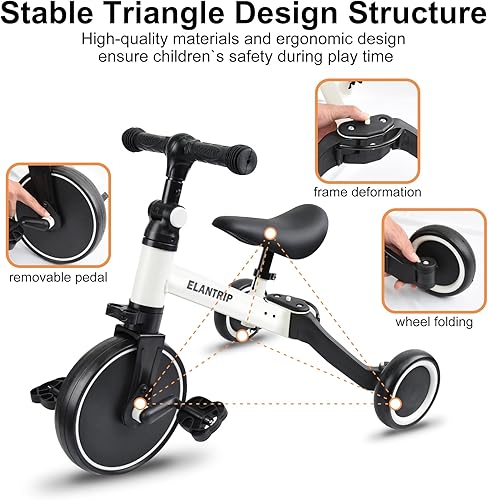 Miniatura 10 de Elantrip Bicicleta 5 en 1 para niños de 1 a 3 años, triciclo para niños pequeños, triciclo para niños, regalo y juguetes para niños y niñas,