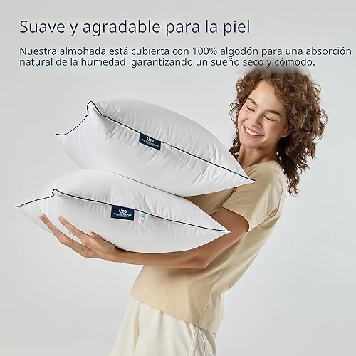 Miniatura 3 de Almohadas Pacific Coast para cama para dormir de lado y bocarriba, almohadas de plumas y plumón de hotel con funda 100% algodón, soporte medio, a