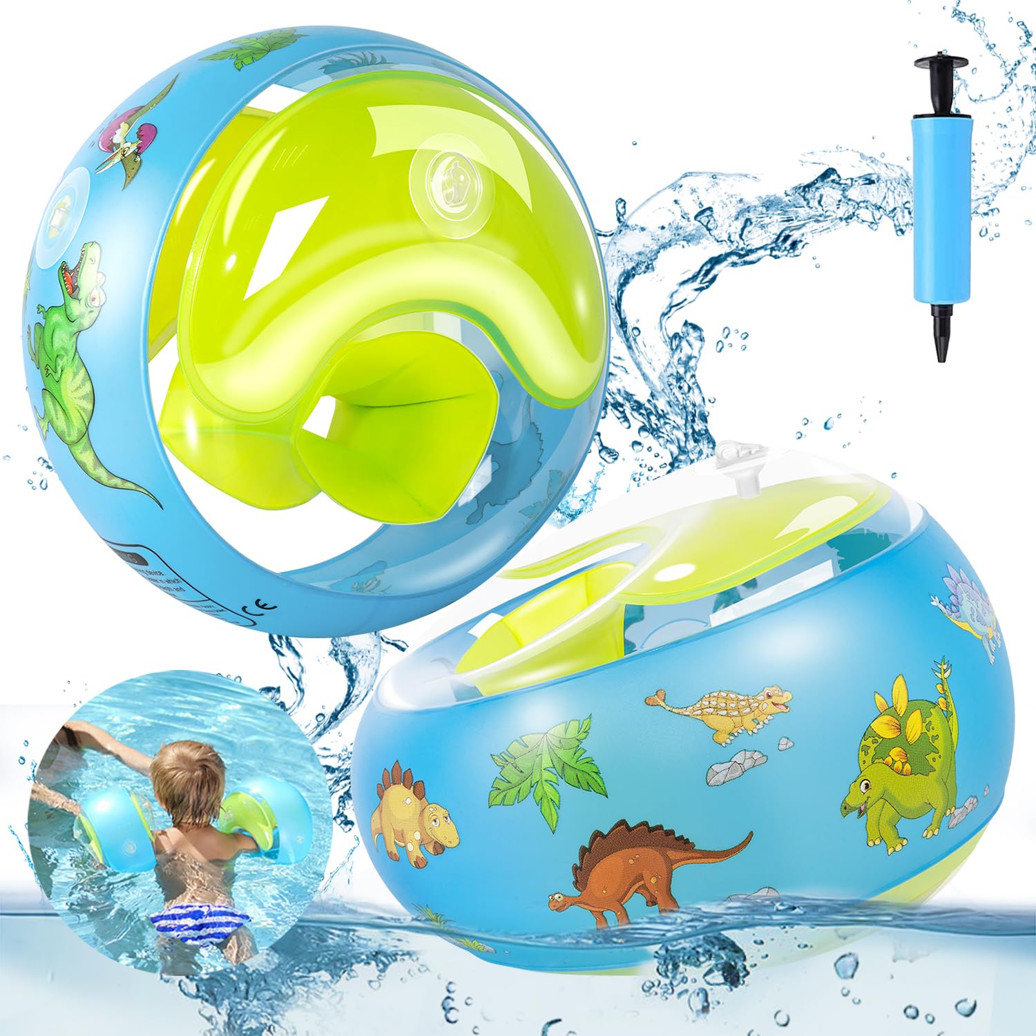 Alas de Agua para niños,Manguitos Piscina Niño,Inflable Brazo Flotador,Anillo de Natación de Brazo,Anillos de Flotador de Brazo,Manguitos de Natación para Niños de 6-20Kg Adecuado Brazo 21-23cm